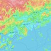Mapa topográfico 福山市, altitude, relevo
