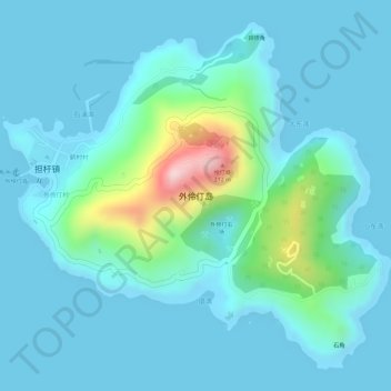 Mapa topográfico 外伶仃岛, altitude, relevo