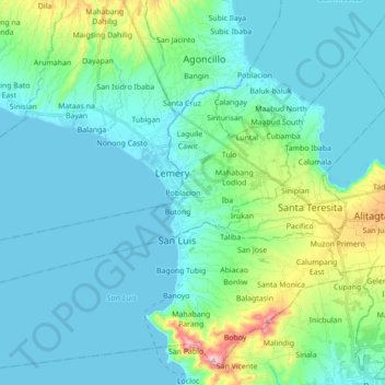 Mapa topográfico Taal, altitude, relevo