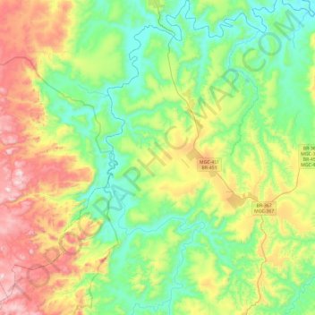 Mapa topográfico Senador Mourão, altitude, relevo
