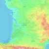 Mapa topográfico Nouvelle-Aquitaine, altitude, relevo