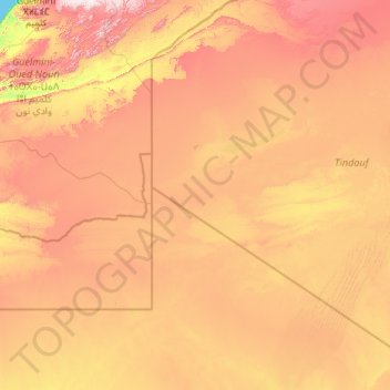 Mapa topográfico Tindouf, altitude, relevo