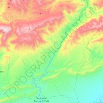 Mapa topográfico Ait Sedrate Jbel El Soufla, altitude, relevo