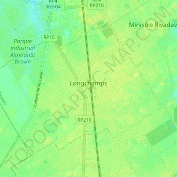 Mapa topográfico Longchamps, altitude, relevo