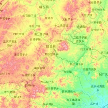 Mapa topográfico 建昌县, altitude, relevo