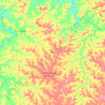 Mapa topográfico Ponto Chique do Martelo, altitude, relevo
