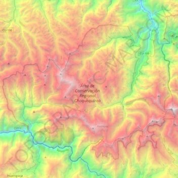 Mapa topográfico Area de conservación regional Choquequirao, altitude, relevo