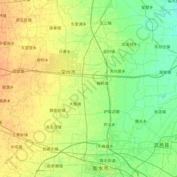 Mapa topográfico 深州市, altitude, relevo