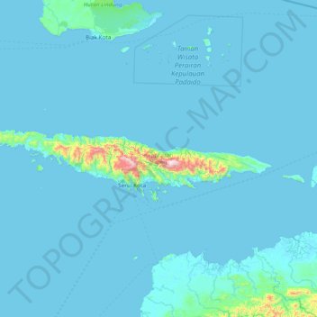 Mapa topográfico Yapen, altitude, relevo