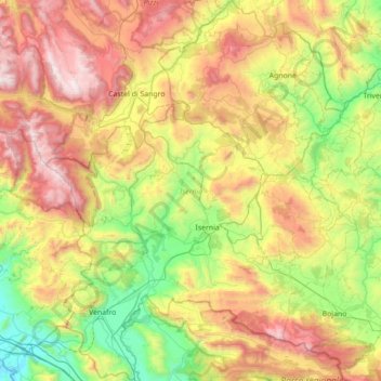 Mapa topográfico Isernia, altitude, relevo
