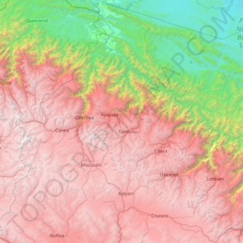 Mapa topográfico Province of Carabaya, altitude, relevo