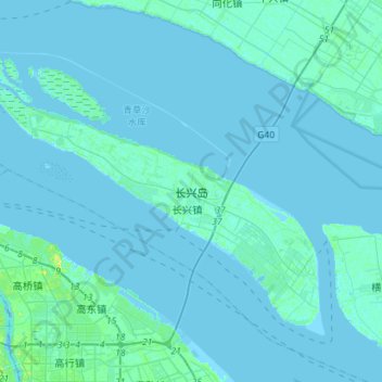 Mapa topográfico 长兴岛, altitude, relevo