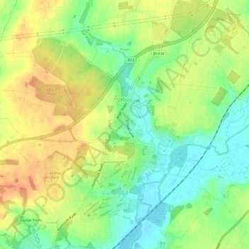 Mapa topográfico Ufford, altitude, relevo