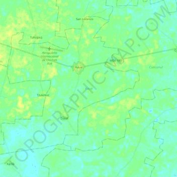 Mapa topográfico Kaua, altitude, relevo