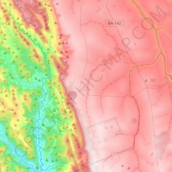 Mapa topográfico João Correia, altitude, relevo