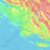 Mapa topográfico Šibensko-kninska županija, altitude, relevo