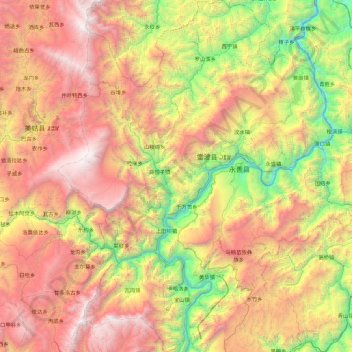 Mapa topográfico 雷波县, altitude, relevo