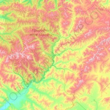 Mapa topográfico Араданский сельсовет, altitude, relevo