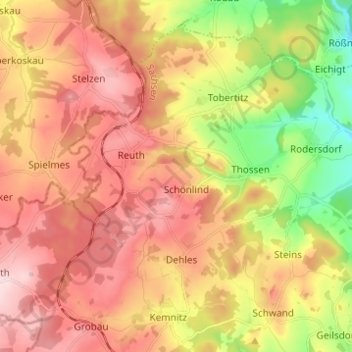 Mapa topográfico Reuth, altitude, relevo