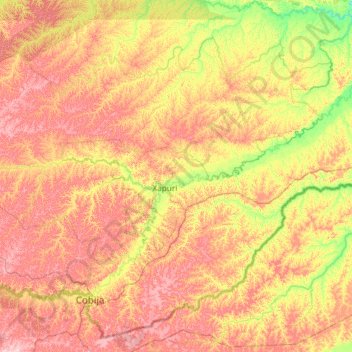 Mapa topográfico Xapuri, altitude, relevo