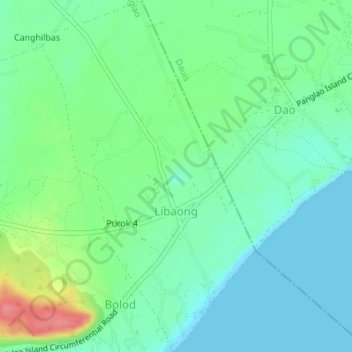 Mapa topográfico Libaong, altitude, relevo