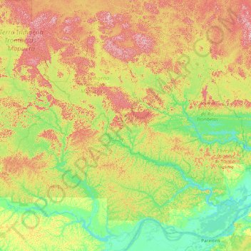 Mapa topográfico Urucará, altitude, relevo