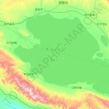 Mapa topográfico Qinghai-See, altitude, relevo