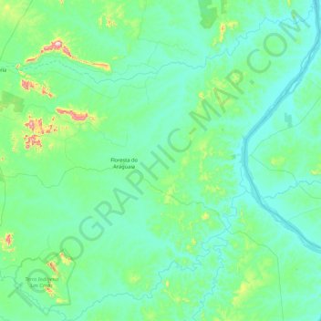 Mapa topográfico Floresta do Araguaia, altitude, relevo