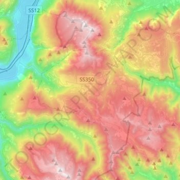 Mapa topográfico Magnifica Comunità degli Altipiani Cimbri, altitude, relevo