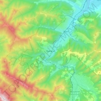 Mapa topográfico Яремче, altitude, relevo