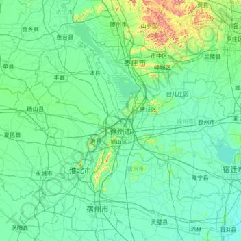 Mapa topográfico 徐州市, altitude, relevo