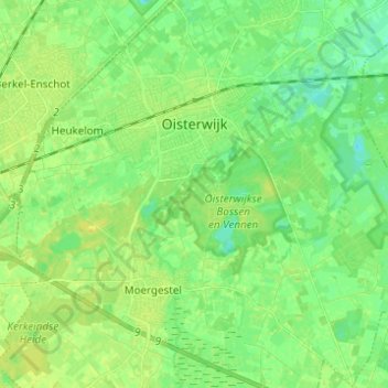 Mapa topográfico Oisterwijk, altitude, relevo