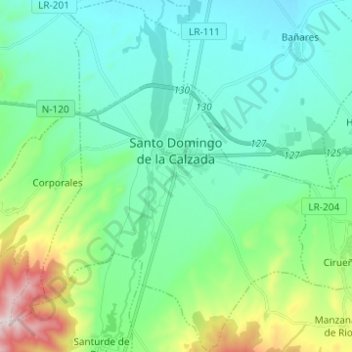 Mapa topográfico Santo Domingo de la Calzada, altitude, relevo
