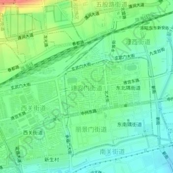 Mapa topográfico 建安门街道, altitude, relevo