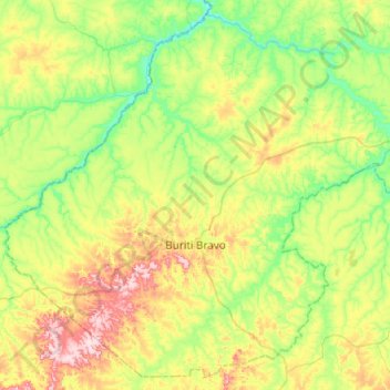 Mapa topográfico Buriti Bravo, altitude, relevo