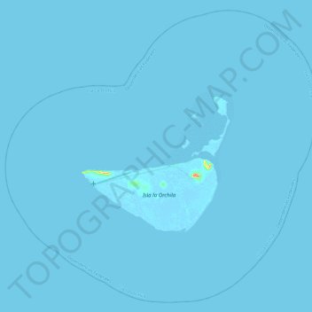 Mapa topográfico Isla La Orchila, altitude, relevo