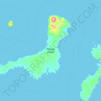 Mapa topográfico Kanaga Island, altitude, relevo