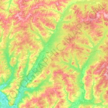 Mapa topográfico Ува, altitude, relevo