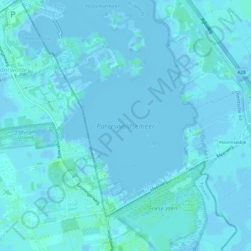 Mapa topográfico Paterswoldsemeer, altitude, relevo