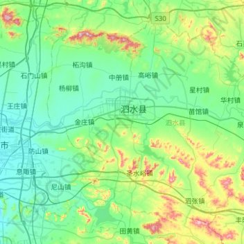Mapa topográfico Sishui County, altitude, relevo