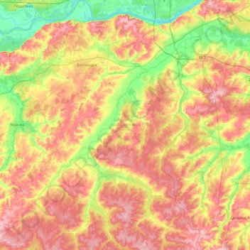 Mapa topográfico Богородский район, altitude, relevo