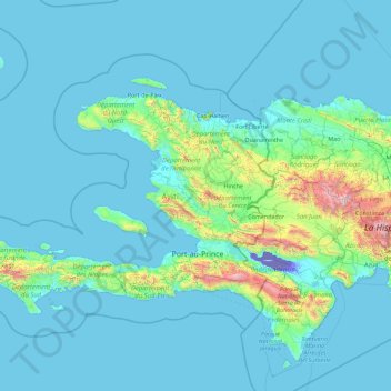 Mapa topográfico Haiti, altitude, relevo