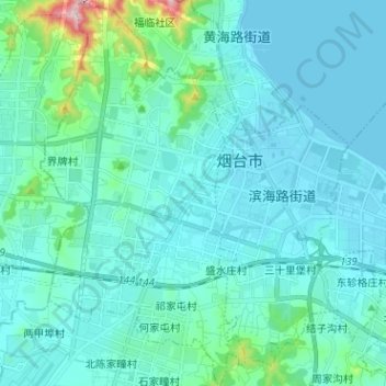 Mapa topográfico 初家街道, altitude, relevo