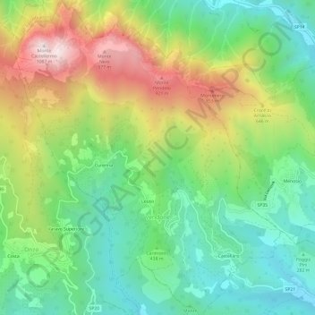 Mapa topográfico Vendone, altitude, relevo