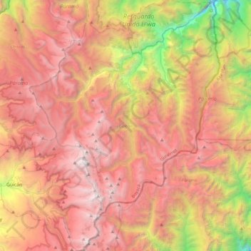 Mapa topográfico Güicán, altitude, relevo