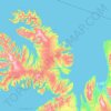 Mapa topográfico Westfjords, altitude, relevo