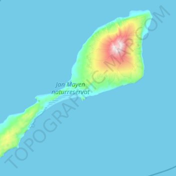 Mapa topográfico Jan Mayen, altitude, relevo