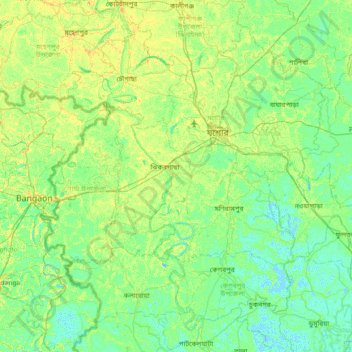Mapa topográfico Jessore District, altitude, relevo