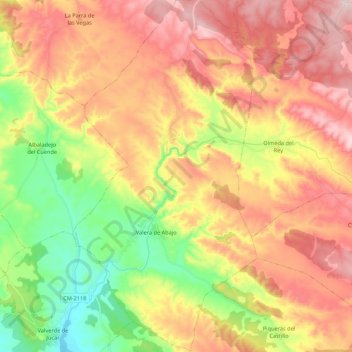 Mapa topográfico Las Valeras, altitude, relevo