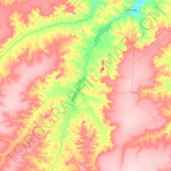 Mapa topográfico Rio Grande do Piauí, altitude, relevo
